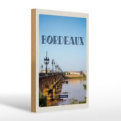 Cartello in legno da viaggio 20x30 cm Bordeaux Francia regalo destinazione viaggio