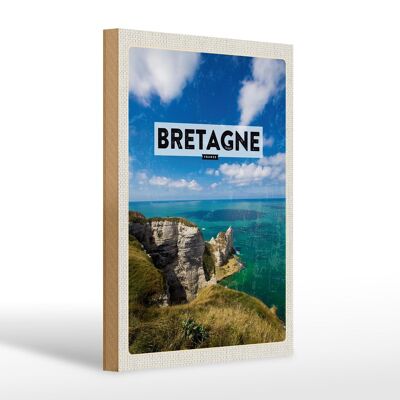 Holzschild Reise 20x30cm Bretagne France Meer Berge Urlaub