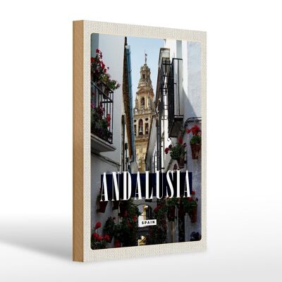 Wooden sign travel 20x30cm Andalusia Spain Spainen destination