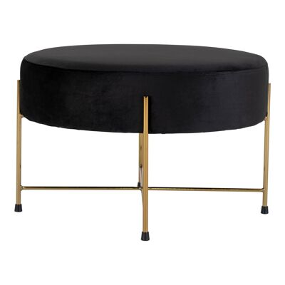 Sandby Pouf - Pouf en velours noir avec pieds en laiton HN1207