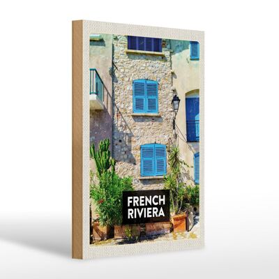 Cartel de madera viaje 20x30cm Riviera Francesa destino de viaje turismo