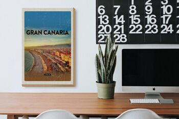 Panneau en bois voyage 20x30cm Gran Canaria Espagne vue panoramique 3