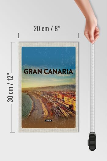 Panneau en bois voyage 20x30cm Gran Canaria Espagne vue panoramique 4