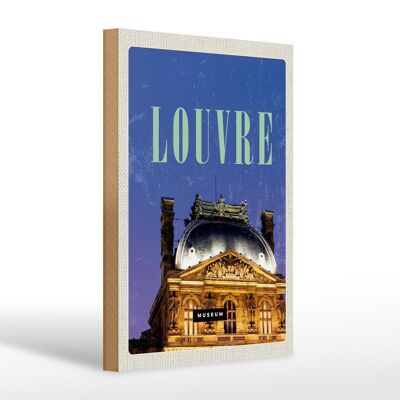 Cartel de madera viaje 20x30cm Museo del Louvre regalo destino de viaje