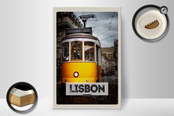 Panneau en bois voyage 20x30cm Lisbonne Portugal tram 28 2