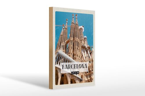 Holzschild Reise 20x30cm Retro Barcelona Reiseziel Geschenk