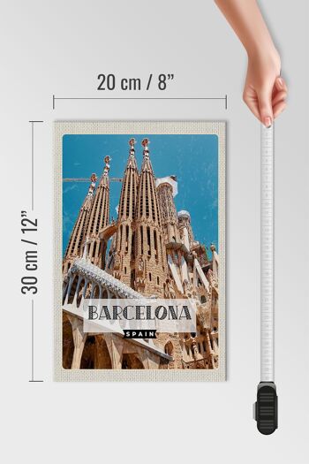 Panneau en bois voyage 20x30cm rétro Barcelone destination de voyage cadeau 4