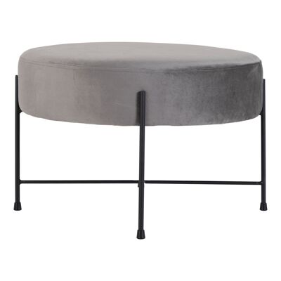 Sandby Pouf - Puf de terciopelo gris con patas negras