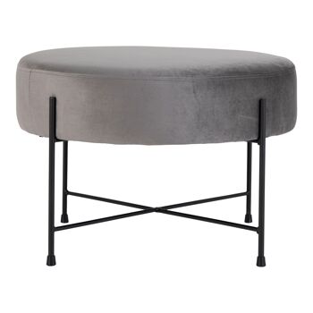 Sandby Pouf - Pouf en velours gris avec pieds noirs 2