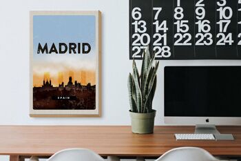 Panneau en bois voyage 20x30cm Madrid Espagne image pittoresque rétro 3