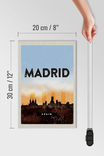 Panneau en bois voyage 20x30cm Madrid Espagne image pittoresque rétro 4