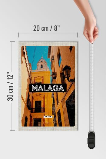 Panneau en bois voyage 20x30cm Malaga Espagne vieille ville cadeau rétro 4