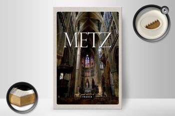 Panneau en bois voyage 20x30cm Metz France cathédrale destination voyage 2