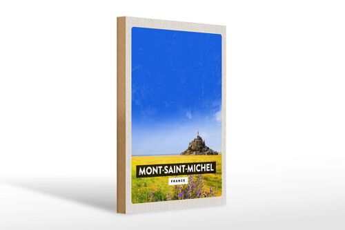 Holzschild Reise 20x30cm Mont-Saint-Michel France Kathedrale