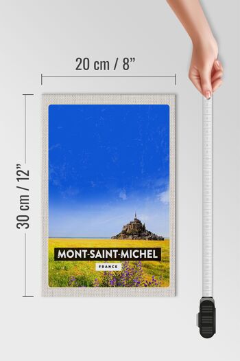 Panneau en bois voyage 20x30cm Mont-Saint-Michel France Cathédrale 4