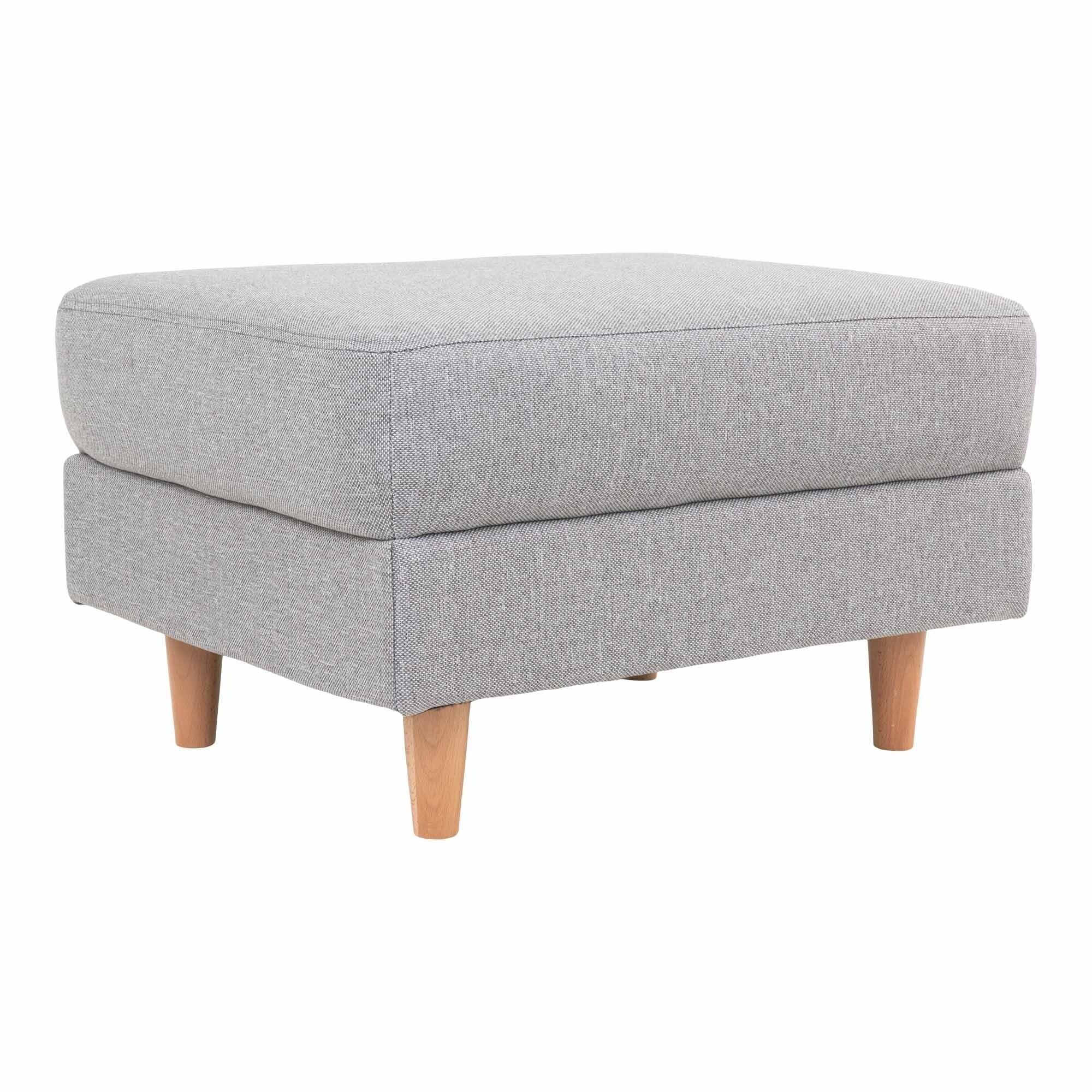 Puf Bologna - Puf en gris claro con patas naturales 52x68xH42 cm HN1001