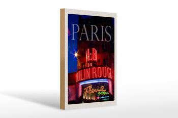 Panneau en bois voyage 20x30cm Paris Moulin Rouge Variété 1