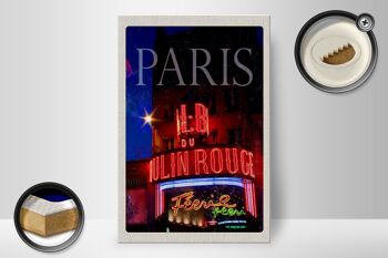 Panneau en bois voyage 20x30cm Paris Moulin Rouge Variété 2