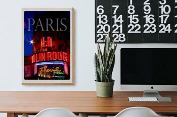 Panneau en bois voyage 20x30cm Paris Moulin Rouge Variété 3