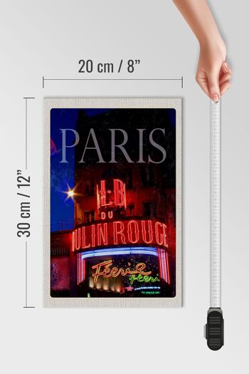Panneau en bois voyage 20x30cm Paris Moulin Rouge Variété 4