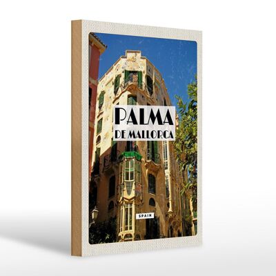 Cartello in legno da viaggio 20x30 cm Palma di Maiorca Spagna centro storico