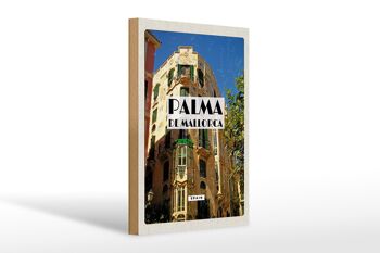 Panneau en bois voyage 20x30cm Palma de Majorque Espagne vieille ville 1