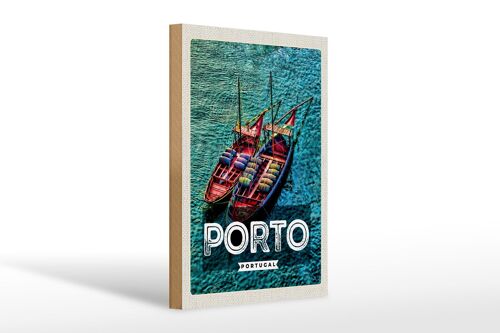Holzschild Reise 20x30cm Porto Portugal Poster Meer Boote