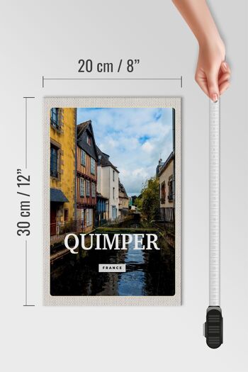 Panneau en bois voyage 20x30cm Quimper France vieille ville rivière 4