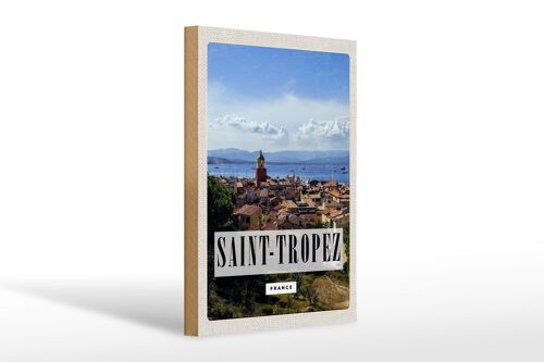 Holzschild Reise 20x30cm Saint-Tropez France Panorama Poster