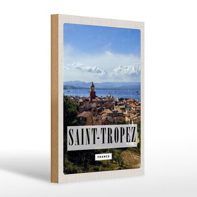 Holzschild Reise 20x30cm Saint-Tropez France Panorama Poster