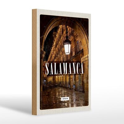 Panneau en bois voyage 20x30cm Salamanque Espagne architecture rétro