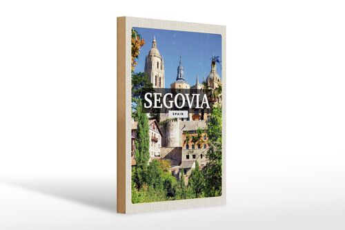 Holzschild Reise 20x30cm Segovia Spain Architektur Geschenk