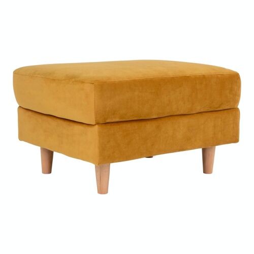 Bologna Pouf - Pouf in mustard yellow velvet with natural legs 52x68xH42 cm HN1004