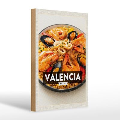 Targa in legno da viaggio 20x30 cm Valencia Spagna pesce frutti di mare