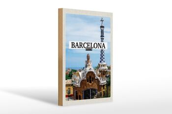 Panneau en bois voyage 20x30cm Barcelone Espagne lieu de vacances mer 1