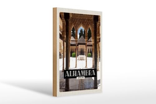 Holzschild Reise 20x30cm Alhambra Spain Tourismus Urlaub