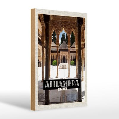 Cartello in legno da viaggio 20x30 cm Alhambra Spagna turismo vacanza