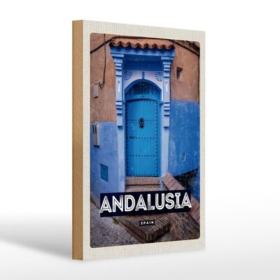Wooden sign travel 20x30cm Andalusia Spain Retro Old Town