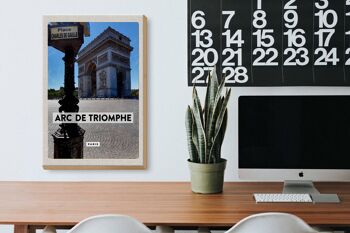Panneau en bois voyage 20x30cm décoration Arc de Triomphe Paris vue latérale 3