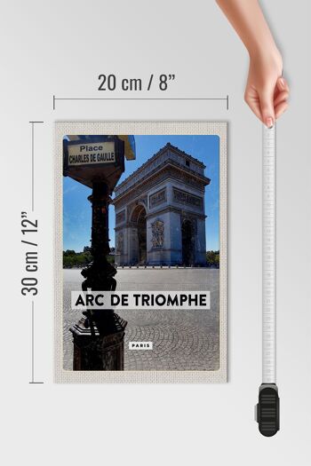 Panneau en bois voyage 20x30cm décoration Arc de Triomphe Paris vue latérale 4