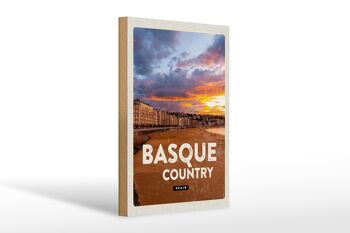 Panneau en bois voyage 20x30cm Pays Basque Espagne coucher de soleil 1