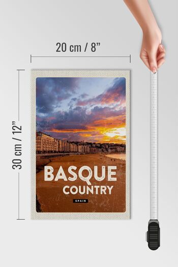 Panneau en bois voyage 20x30cm Pays Basque Espagne coucher de soleil 4