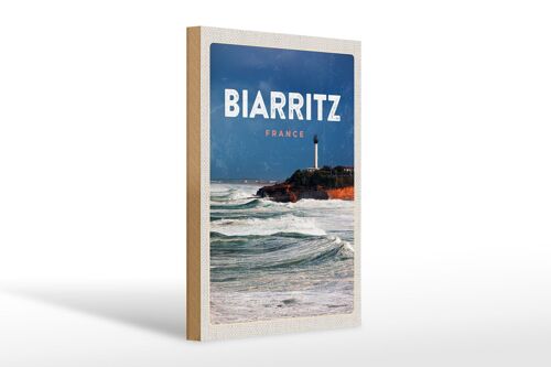 Holzschild Reise 20x30cm Biarritz France Meer Urlaub Geschenk