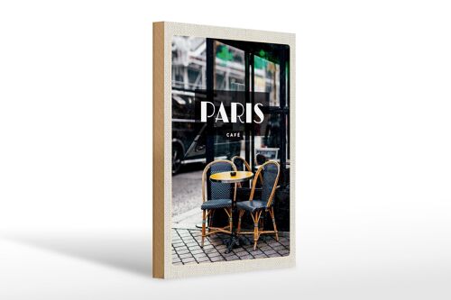 Holzschild Reise 20x30cm Paris Cafe Retro Reiseziel Poster