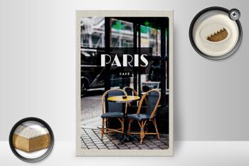 Panneau en bois voyage 20x30cm, affiche de Destination rétro café Paris 2