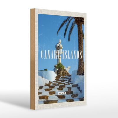 Cartel de madera viaje 20x30cm Islas Canarias España vacaciones palmeras