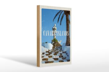 Panneau en bois voyage 20x30cm îles Canaries Espagne vacances palmiers 1