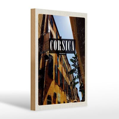 Cartello in legno da viaggio 20x30 cm Corsica Francia retrò centro storico