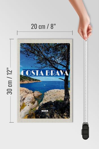 Panneau en bois voyage 20x30cm Costa brava Espagne mer montagnes vacances 4