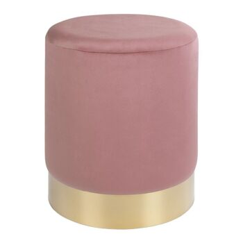 Gamby Pouf - Pouf en velours rose avec base en acier couleur laiton HN1214 1